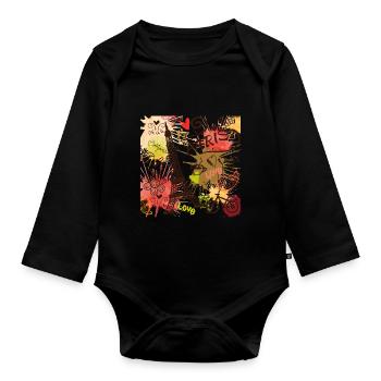 Tour Eiffel Paris avec l’amour de la France et de la - Body Bébé bio manches longues - noir - Devant