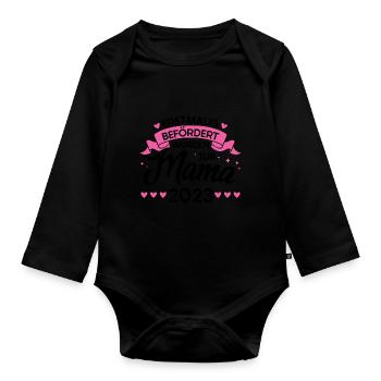 Mama 2023 Familie Werdende Mama Geschenk - Baby Bio-Langarm-Body - Schwarz - Vorne