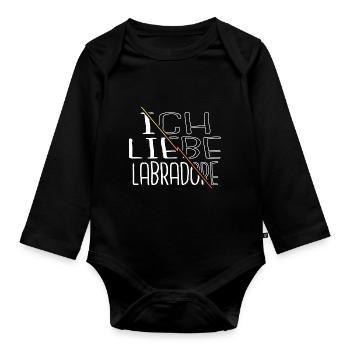 schäferhund humor zitat pudel lieben hundehalter - Baby Bio-Langarm-Body - Schwarz - Vorne