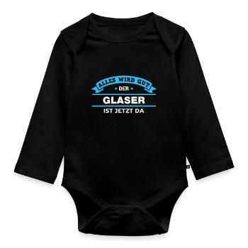 Glaser Design für stolze Handwerker - Baby Bio-Langarm-Body - Schwarz - Vorne