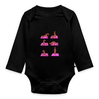 Yoga Leben ist besser mit Pferde Design Horsing - Baby Bio-Langarm-Body - Schwarz - Vorne