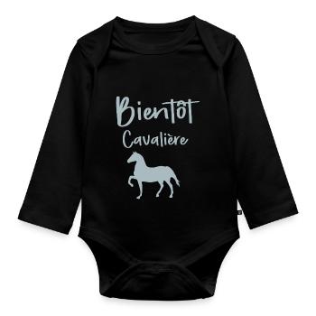 bientôt Cavalière - Body Bébé bio manches longues - noir - Devant