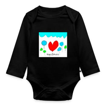 Alles Gute zum Geburtstag Mama - Baby Bio-Langarm-Body - Schwarz - Vorne