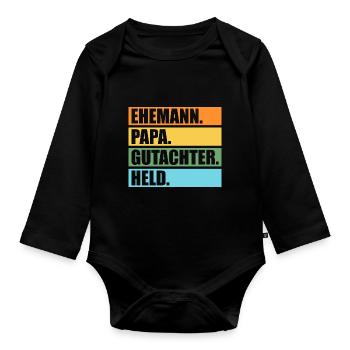 Vater Papa Gutachter - Baby Bio-Langarm-Body - Schwarz - Vorne