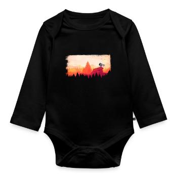 downhill in the sunset - Organic Longsleeve Baby Bodysuit - black - Front
