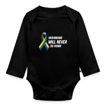 Ukrainians will never go down! - Baby Bio-Langarm-Body - Schwarz - Vorne