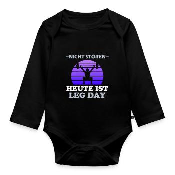 Nicht Stören Leg Day Bein Training Gym lustig - Baby Bio-Langarm-Body - Schwarz - Vorne