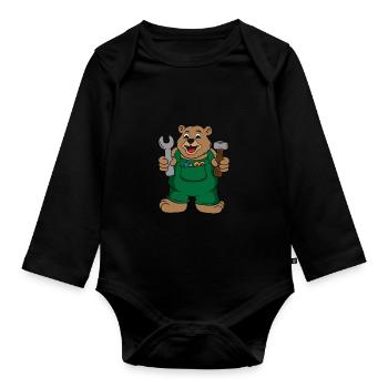 Fix Tischlerei Papa Opa Vater - Baby Bio-Langarm-Body - Schwarz - Vorne