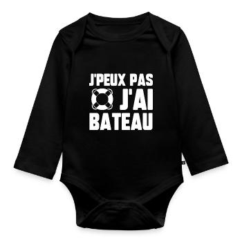 J’peux pas j’ai bateau - Body Bébé bio manches longues - noir - Devant