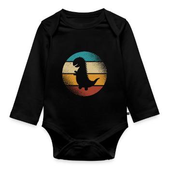 T-Rex - Organic Longsleeve Baby Bodysuit - black - Front