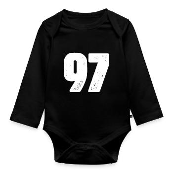97 Number jersey - Organic Longsleeve Baby Bodysuit - black - Front