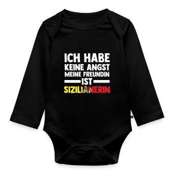 Ich habe keine Angst meine Freundin ist Sizilianer - Baby Bio-Langarm-Body - Schwarz - Vorne