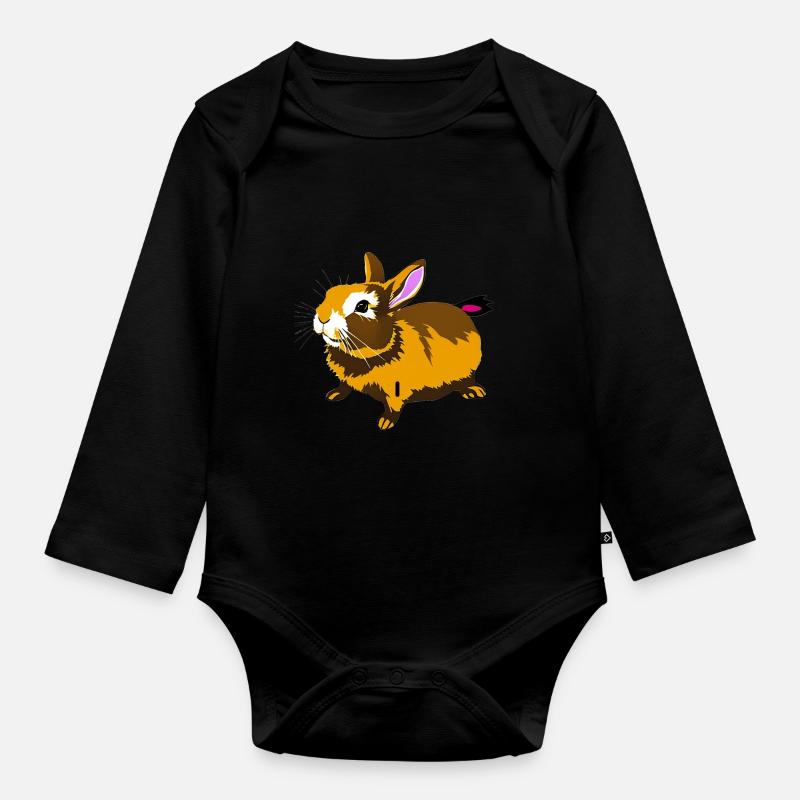 Lapin mignon - Body Bébé bio manches longues - noir