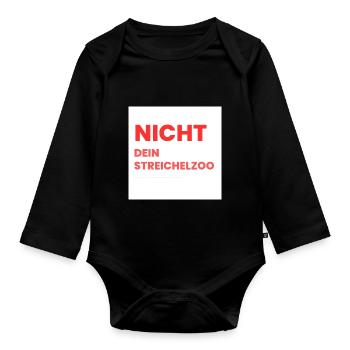 Nicht Dein Streichelzoo Print auf Panel PWSRHR - Baby Bio-Langarm-Body - Schwarz - Vorne