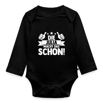 Vorname Julia - Baby Bio-Langarm-Body - Schwarz - Vorne