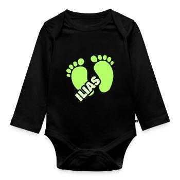 Empreinte bébé naissance Ilias - Body Bébé bio manches longues - noir - Devant