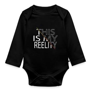 fly fishing love animal fishing fishing quote - Baby Bio-Langarm-Body - Schwarz - Vorne