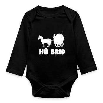 Pferdekutsche Hü Brid Hybrid Auto Pferd - Baby Bio-Langarm-Body - Schwarz - Vorne