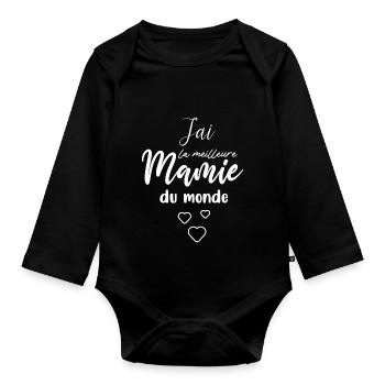 J’ai la meilleure Mamie du monde - Body Bébé bio manches longues - noir - Devant