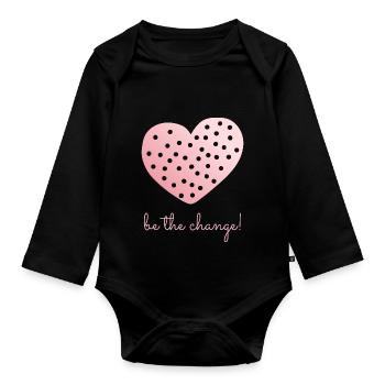 Be The Change! - Organic Longsleeve Baby Bodysuit - black - Front
