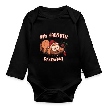 Meine Lieblingsjahreszeit Weihnachten Faultier Weihnachten Weihnachten - Baby Bio-Langarm-Body - Schwarz - Vorne