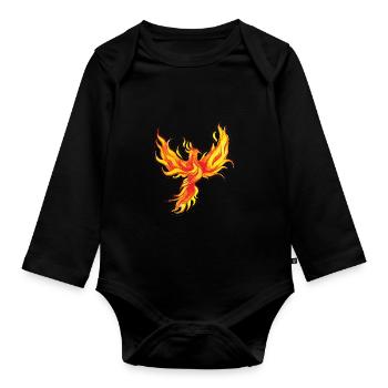 Phoenix Bird Mythical Creatures - Organic Longsleeve Baby Bodysuit - black - Front
