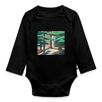 Tokio-Landschaft - Baby Bio-Langarm-Body - Schwarz - Vorne