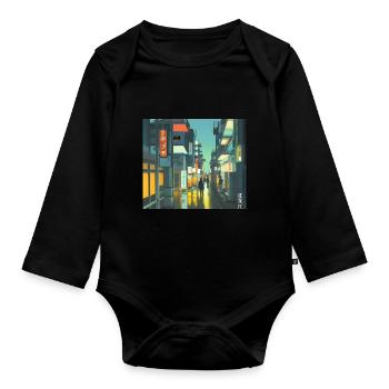 Tokio-Landschaft - Baby Bio-Langarm-Body - Schwarz - Vorne