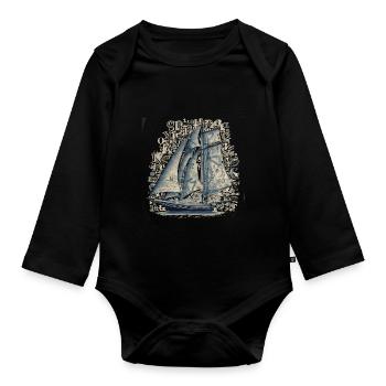 bateau - Body Bébé bio manches longues - noir - Devant