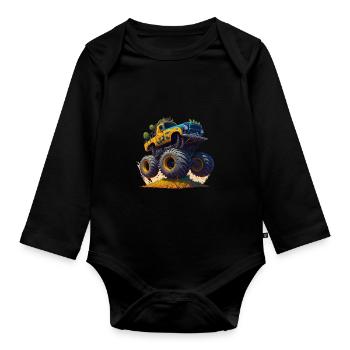 Monster truck - Body Bébé bio manches longues - noir - Devant