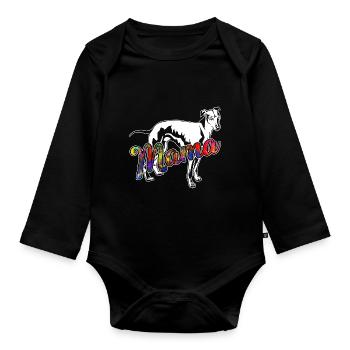 Whippet Whippet Mama - Organic Longsleeve Baby Bodysuit - black - Front