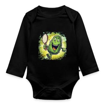 Pickleball Picklepaddle Pickle Sport - Organic Longsleeve Baby Bodysuit - black - Front