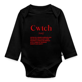 Cwtch Definition Walisisch Wales - Baby Bio-Langarm-Body - Schwarz - Vorne