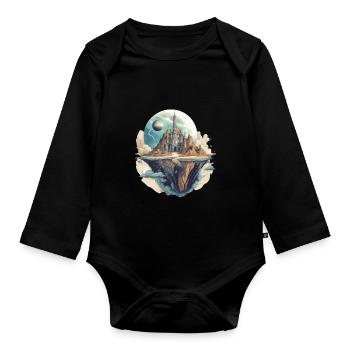 Futuristic life on planets - Organic Longsleeve Baby Bodysuit - black - Front