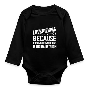 Crochetage de serrure parce que serrurier des portes - Body Bébé bio manches longues - noir - Devant
