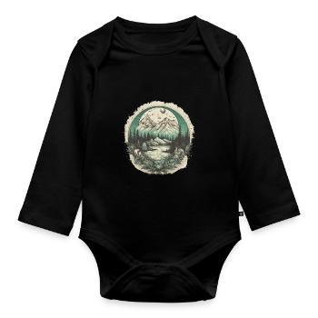 Nature Aventure Randonnée Camping Design - Body Bébé bio manches longues - noir - Devant