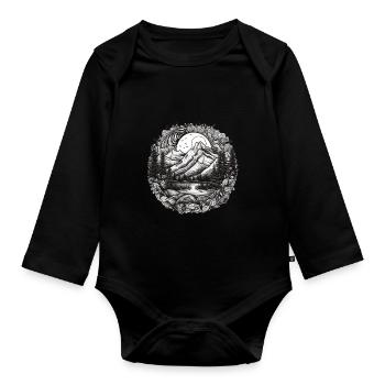 Nature Aventure Randonnée Camping Design - Body Bébé bio manches longues - noir - Devant