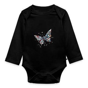 Origami Schmetterling Japanische Kunst - Baby Bio-Langarm-Body - Schwarz - Vorne