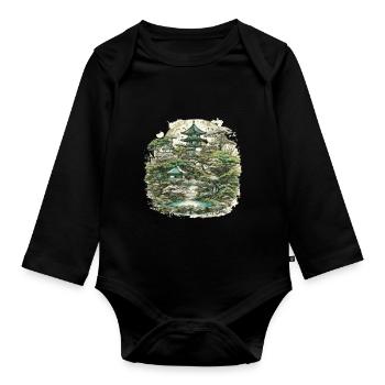 Bonsai - Japanischer Garten - Baby Bio-Langarm-Body - Schwarz - Vorne