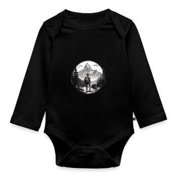 Wandern Berge Bäume Alpen - Baby Bio-Langarm-Body - Schwarz - Vorne