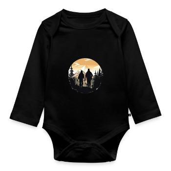 Hiking Mountains Trees Alps - Organic Longsleeve Baby Bodysuit - black - Front