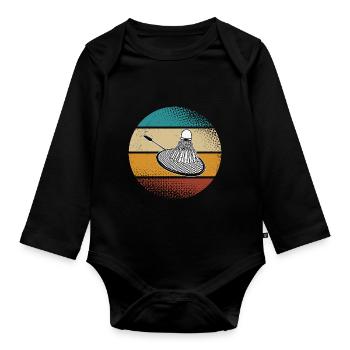 Badminton - Baby Bio-Langarm-Body - Schwarz - Vorne