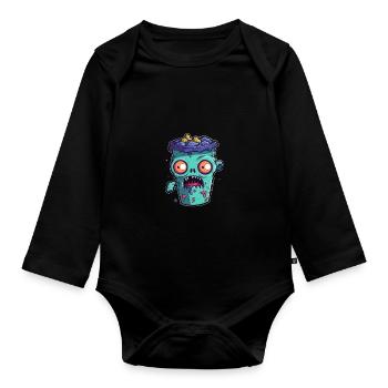 Tasse à café d’Halloween - tasse à café effrayante - Body Bébé bio manches longues - noir - Devant