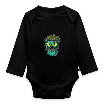 Halloween coffee mug - creepy coffee mug - Organic Longsleeve Baby Bodysuit - black - Front