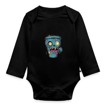 Tasse à café d’Halloween - tasse à café effrayante - Body Bébé bio manches longues - noir - Devant