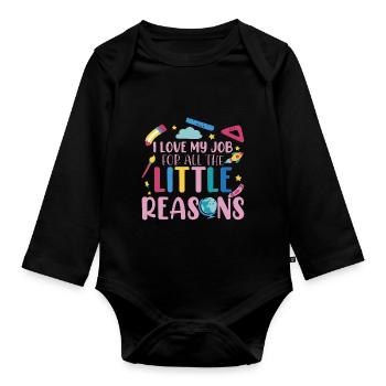 J’aime mon travail pour toutes les petites raisons - Body Bébé bio manches longues - noir - Devant