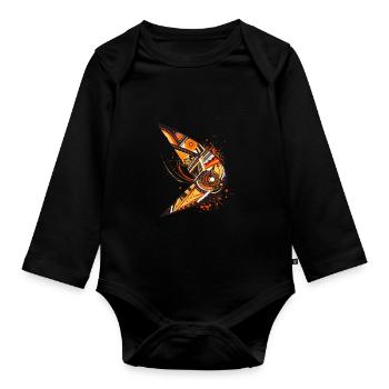 Australischer Bumerang mit Ethno Muster - Baby Bio-Langarm-Body - Schwarz - Vorne