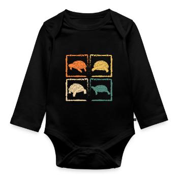 Vintage Reptile Turtle Retro Tortoise - Organic Longsleeve Baby Bodysuit - black - Front