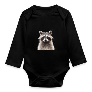 Waschbär Racoon - Baby Bio-Langarm-Body - Schwarz - Vorne