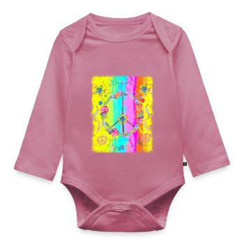 Hippie soul groovy Summer time Good vibes 70s 80s - Organic Longsleeve Baby Bodysuit - mauve - Front